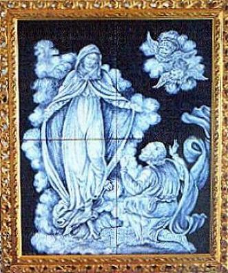 Ceramiche d-Arte di Albisola - Piastra raffigurantela Madonna della
Misericordia di Savona. Dipinta in Antico Savona.